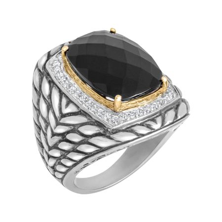 15 ct Onyx & 3/8 ct Diamond Ring