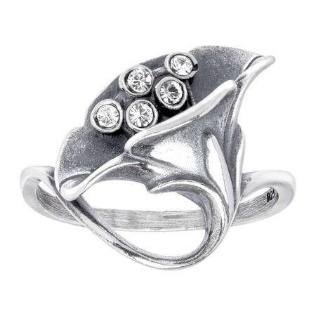 Art Nouveau Calla Lilly Ring with Swarovski Crystals