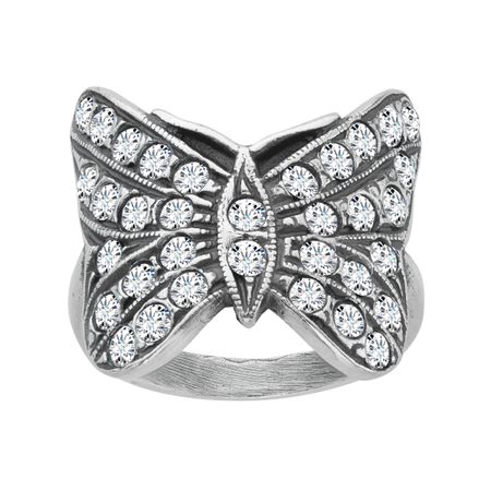 Art Nouveau Butterfly Ring with Swarovski Crystals