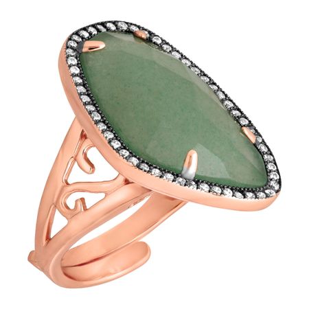 Aventurine & Cubic Zirconia Ring