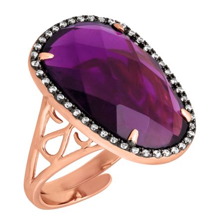 Amethyst Quartz & Cubic Zirconia Ring