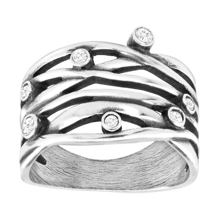 Art Deco Band Ring with Swarovski Crystals