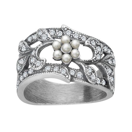 Art Nouveau Pearl Flower Ring