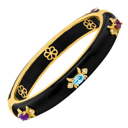 Fleur De Lis Bangle with Multi-Gems