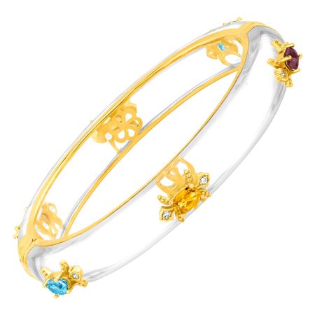 Fleur De Lis Bangle with Multi-Gems