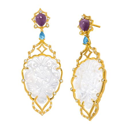 Mother-of-Pearl Chuchoter Earrings with Multi-Gems
