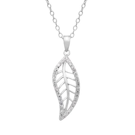 Open Leaf Pendant with Cubic Zirconia