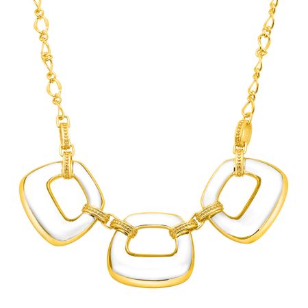 Clear Resin Deco Link Necklace with Cubic Zirconia
