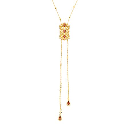 Rhodochrosite & White Topaz Lumiere Necklace