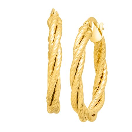 Double Twist Oval Hoop Earrings
