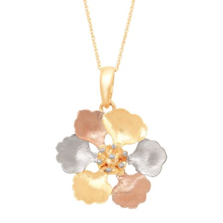 Three-Tone Brushed Flower Pendant