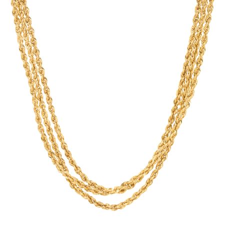 Three-Row Rope Chain Necklace with Diamonds