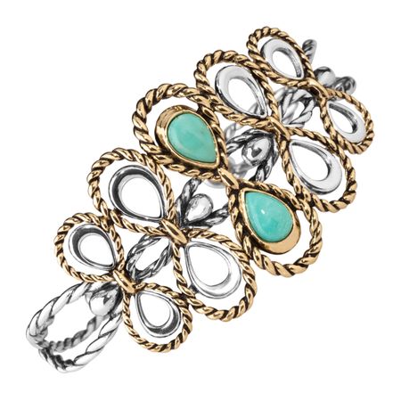 Turquoise Roped Filigree Cuff Bracelet
