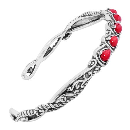 Simply Fabulous Coral Five-Stone Cuff Bracelet