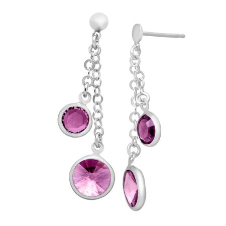 Drop Earrings with Purple Swarovski Crystals