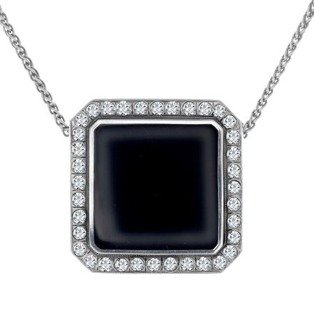 Art Deco Enamel Pendant with Swarovski Crystals