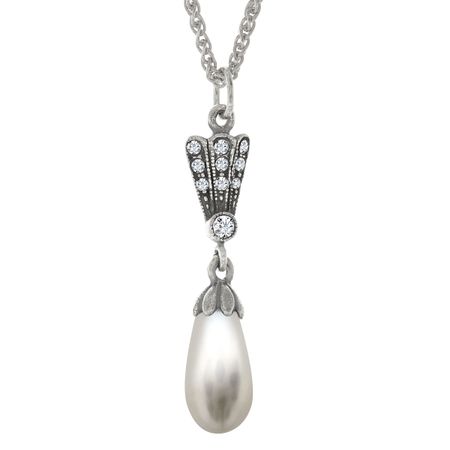 Victorian Pearl Drop Pendant with Swarovski Crystals
