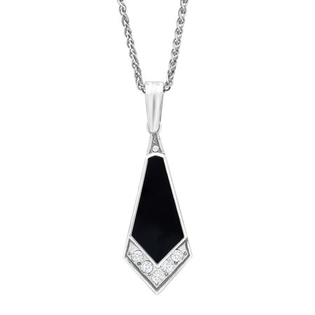 Art Deco Enamel Pendant with Swarovski Crystals