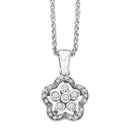 Art Nouveau Flower Pendant with Swarovski Crystals