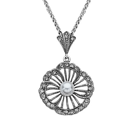 Art Nouveau Pearl Flower Pendant