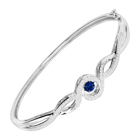 Blue & White Sapphire Wave Bangle