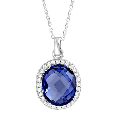 4 1/2 ct Sapphire Pendant with Cubic Zirconia