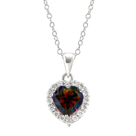 2 5/8 ct Green Mystic Topaz & White Topaz Heart Pendant