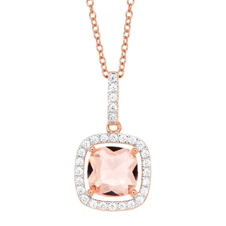 1 3/4 ct Morganite & Cubic Zirconia Pendant