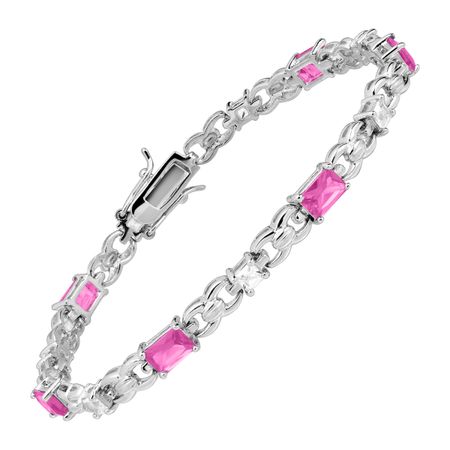 Pink & White Topaz Tennis Bracelet