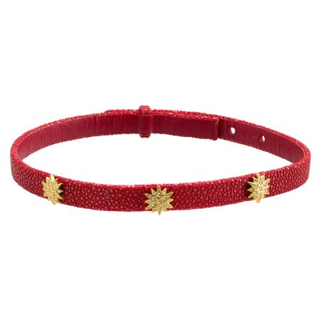 Radiant Choker Necklace with Cubic Zirconia in Python Leather, Red