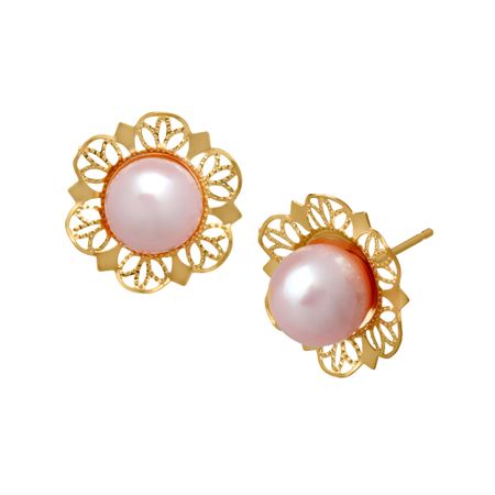 Pink Pearl Stud Earrings