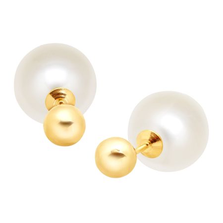 7.75 mm White Crystal Pearl Front-Back Earrings
