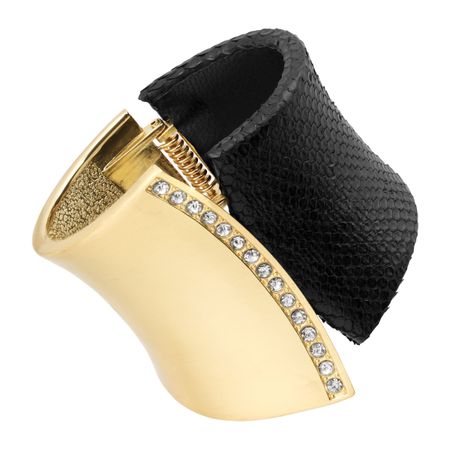 Chimera Bangle with Cubic Zirconia and Genuine Leather