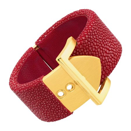 Square Buckle Bangle with Stingray Leather
