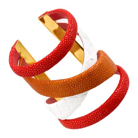 Gladiator Cuff with Stingray Leather, Red