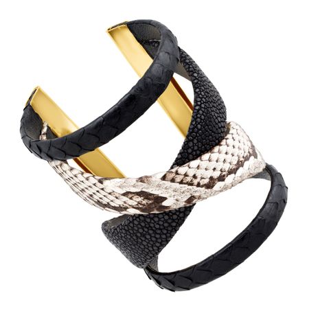 Gladiator Cuff with Genuine Leather, Black