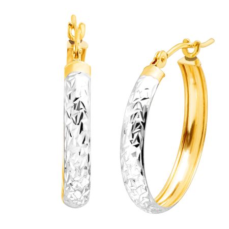 Etched Hoop Earrings with Rhodium