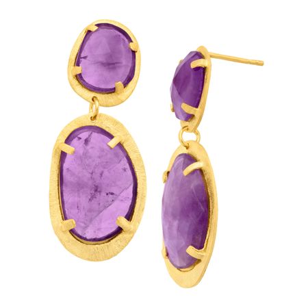 19 ct Amethyst Plate Drop Earrings