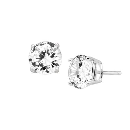 8 mm White Cubic Zirconia Stud Earrings