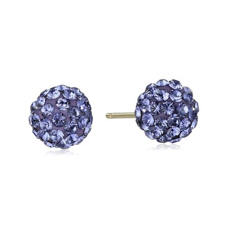 Ball Stud Earrings with Purple Swarovski Crystals