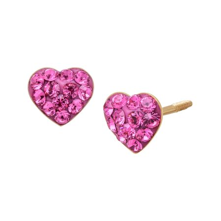 Heart Stud Earrings with Swarovski Crystals