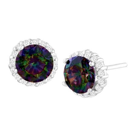 5 ct Green Mystic Cubic Zirconia Stud Earrings