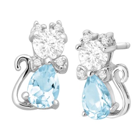 1 7/8 ct Topaz & Cubic Zirconia Cat Stud Earrings