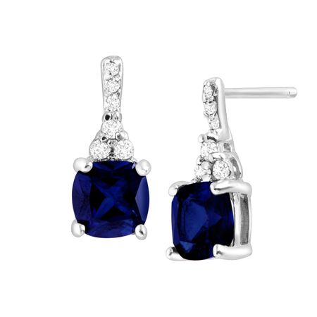 1 1/2 ct Blue & White Sapphire Drop Earrings