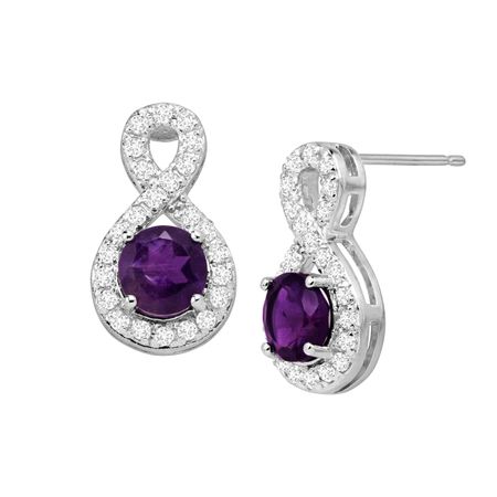 Amethyst & White Topaz Infinity Earrings