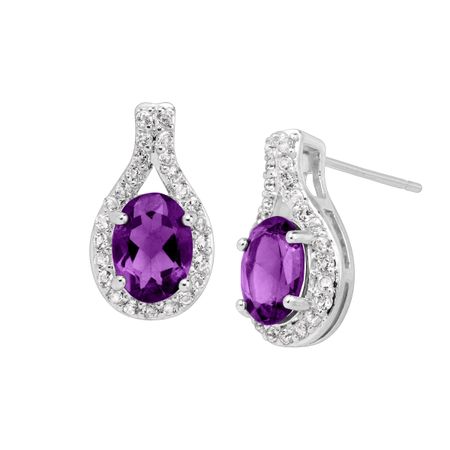 Amethyst & White Topaz Teardrop Earrings