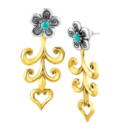 Turquoise Flower Jacket Earrings