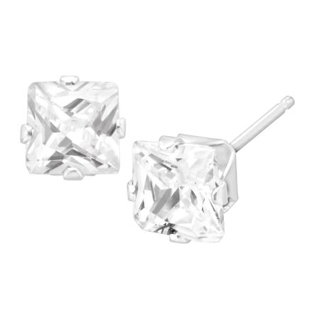 5x5 mm Cushion-Cut Cubic Zirconia Stud Earrings