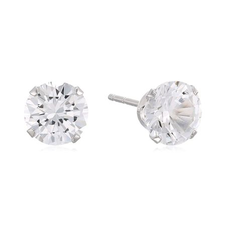 6.5 mm White Sapphire Stud Earrings