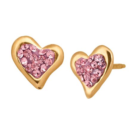 Heart Stud Earrings with Swarovski Crystals